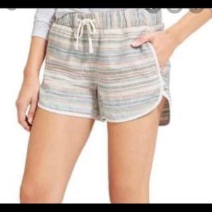Athleta Striped Linen Jaquard Sandbar Shorts Sz 16